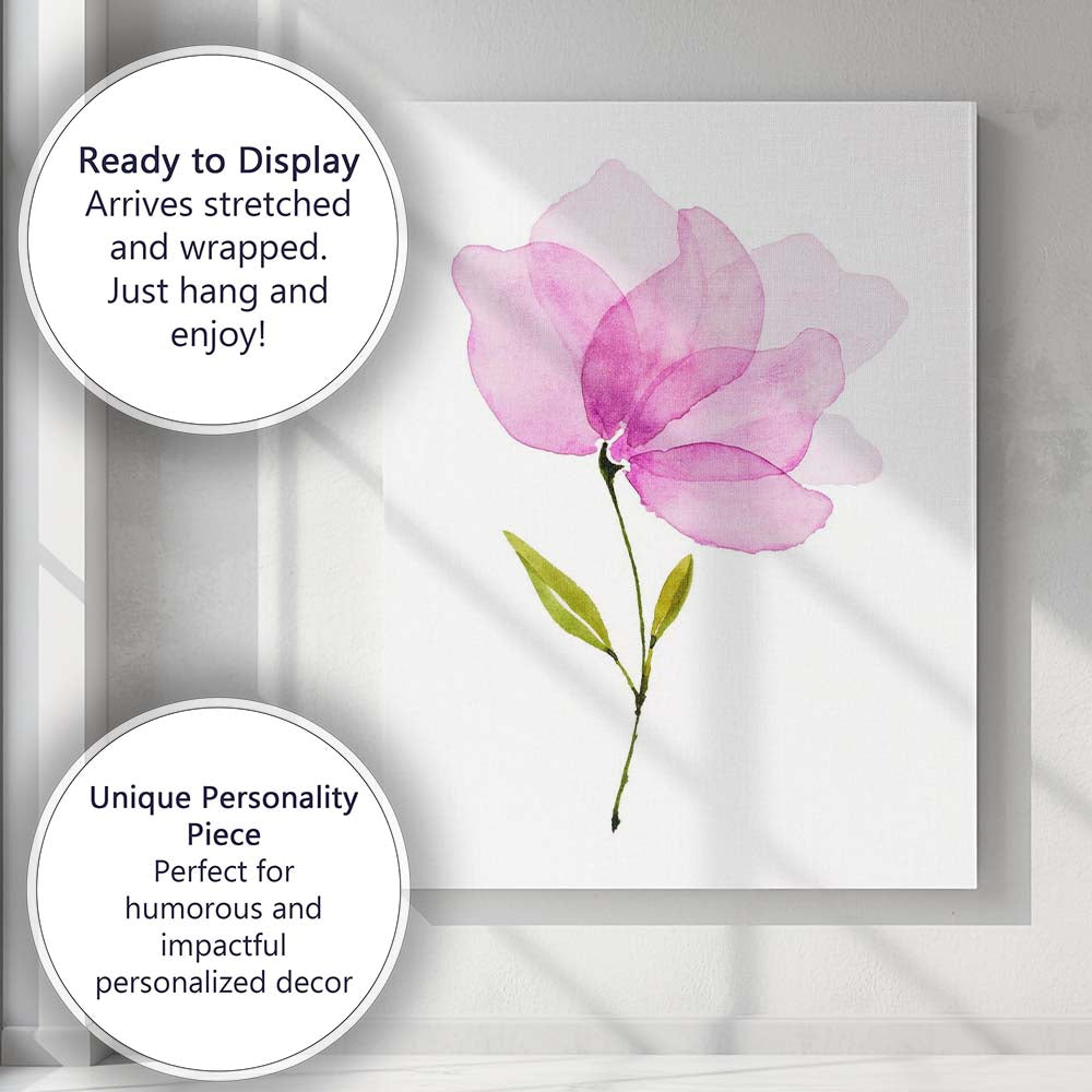 Vibrant Pink Magnolia Bloom Watercolour Canvas Wall Art Print Decor Picture Ready to Hang