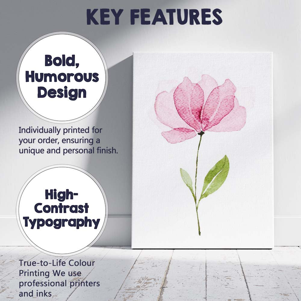 Soft Rose Pink Magnolia Blossom Watercolour Canvas Wall Art Print Decor Picture Ready to Hang