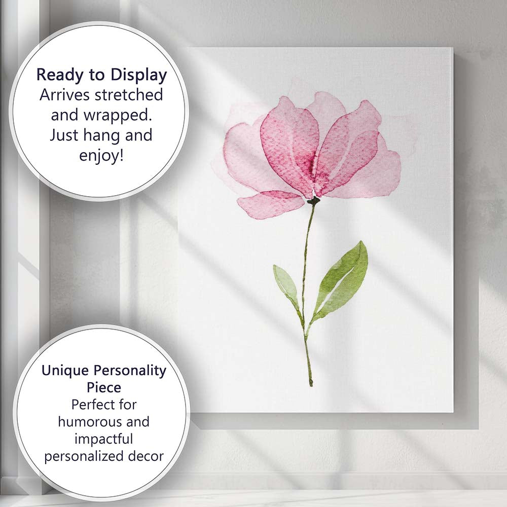 Soft Rose Pink Magnolia Blossom Watercolour Canvas Wall Art Print Decor Picture Ready to Hang