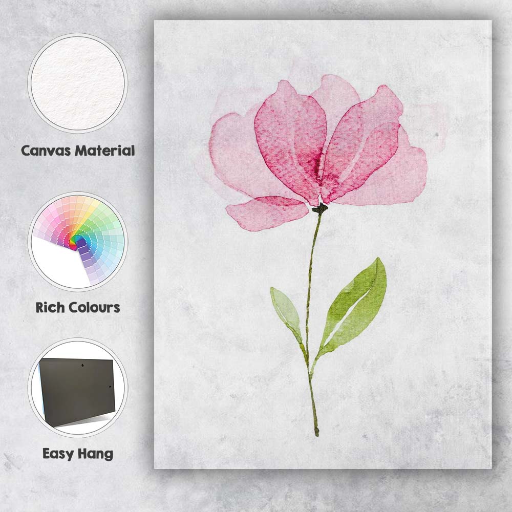 Soft Rose Pink Magnolia Blossom Watercolour Canvas Wall Art Print Decor Picture Ready to Hang