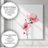 Soft Pink Cherry Blossom Watercolour Branch Canvas Wall Art Print Decor Picture Ready to Hang
