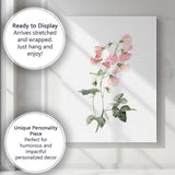 Pastel Pink Sweet Pea Botanical Watercolour Canvas Wall Art Print Decor Picture Ready to Hang