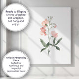 Soft Peach Sweet Pea Botanical Watercolour Canvas Wall Art Print Decor Picture Ready to Hang