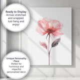 Soft Coral Pink Poppy Watercolour Botanical Flower Canvas Wall Art Print Decor Picture Ready to Hang