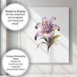 Elegant Lavender Lily Botanical Watercolour Floral Canvas Wall Art Print Decor Picture Ready to Hang