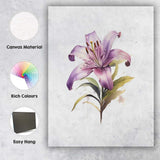 Elegant Lavender Lily Botanical Watercolour Floral Canvas Wall Art Print Decor Picture Ready to Hang