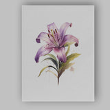Elegant Lavender Lily Botanical Watercolour Floral Canvas Wall Art Print Decor Picture Ready to Hang