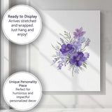 Purple Wildflower Bouquet Watercolour Botanical Floral Canvas Wall Art Print Decor Picture Ready to Hang