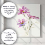 Pastel Pink Cosmos Wildflower Watercolour Botanical Canvas Wall Art Print Decor Picture Ready to Hang
