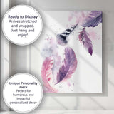 Blush Purple Watercolour Feathers Abstract Boho Canvas Wall Art Print Decor Picture Ready to Hang
