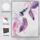 Blush Purple Watercolour Feathers Abstract Boho Canvas Wall Art Print Decor Picture Ready to Hang