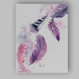 Blush Purple Watercolour Feathers Abstract Boho Canvas Wall Art Print Decor Picture Ready to Hang