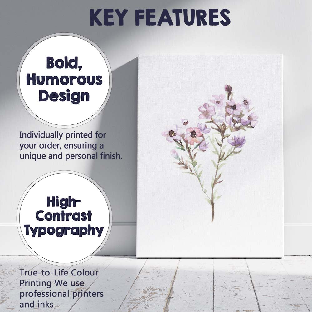 Soft Pastel Wildflower Botanical Watercolour Floral Canvas Wall Art Print Decor Picture Ready to Hang