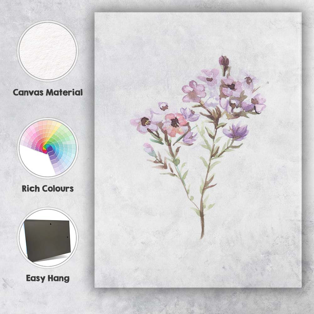 Soft Pastel Wildflower Botanical Watercolour Floral Canvas Wall Art Print Decor Picture Ready to Hang