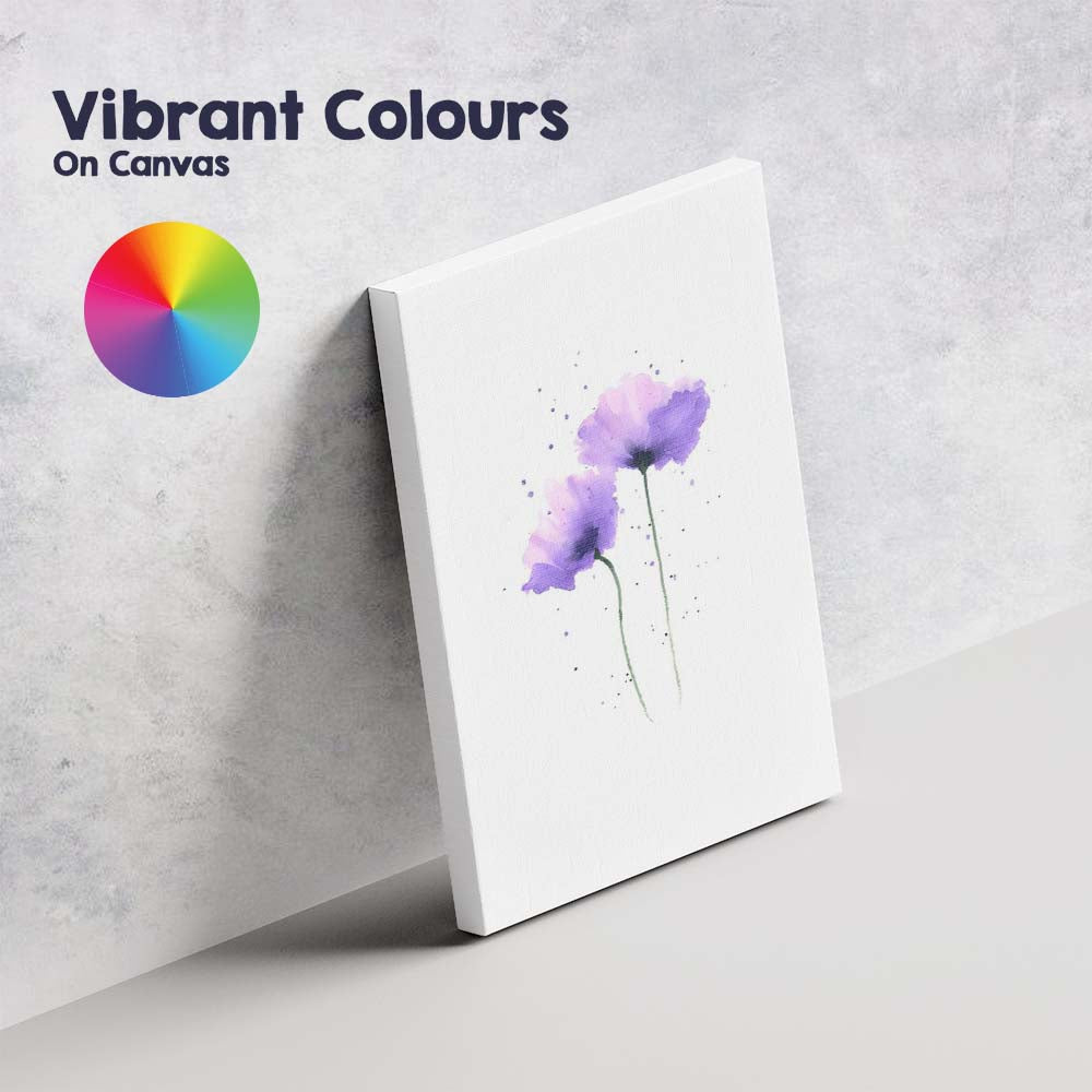 Purple Watercolour Poppy Floral Minimalist Canvas Wall Art Print Decor Picture Ready to Hang
