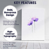 Purple Watercolour Poppy Floral Minimalist Canvas Wall Art Print Decor Picture Ready to Hang