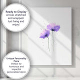 Purple Watercolour Poppy Floral Minimalist Canvas Wall Art Print Decor Picture Ready to Hang