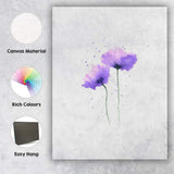 Purple Watercolour Poppy Floral Minimalist Canvas Wall Art Print Decor Picture Ready to Hang