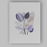 Modern Purple Botanical Leaf Watercolour Gold Foil Illustration Canvas Wall Art Print Decor Picture Ready to Hang