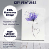 Minimal Purple Floral Ink Sketch Watercolour Heart Illustration Canvas Wall Art Print Decor Picture Ready to Hang