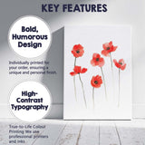 Minimal Red Poppy Wildflower Watercolour Botanical Canvas Wall Art Print Decor Picture Ready to Hang