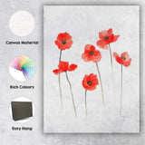 Minimal Red Poppy Wildflower Watercolour Botanical Canvas Wall Art Print Decor Picture Ready to Hang