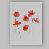 Minimal Red Poppy Wildflower Watercolour Botanical Canvas Wall Art Print Decor Picture Ready to Hang