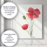 Classic Red Poppy Flower Botanical Watercolour Canvas Wall Art Print Decor Picture Ready to Hang