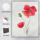 Classic Red Poppy Flower Botanical Watercolour Canvas Wall Art Print Decor Picture Ready to Hang