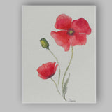 Classic Red Poppy Flower Botanical Watercolour Canvas Wall Art Print Decor Picture Ready to Hang