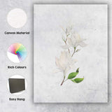 Minimal White Magnolia Branch Watercolour Botanical Canvas Wall Art Print Decor Picture Ready to Hang