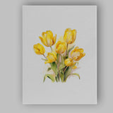 Bright Yellow Tulip Bouquet Watercolour Floral Canvas Wall Art Print Decor Picture Ready to Hang