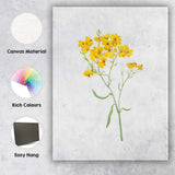 Golden Yellow Cosmos Wildflower Botanical Canvas Wall Art Print Decor Picture Ready to Hang