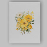Yellow Anemone Garden Bouquet Watercolour Canvas Wall Art Print Decor Picture Ready to Hang