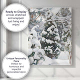Abstract Snow Covered Evergreen Winter Expressionist Painting Canvas Wall Art Print Decor Picture Ready to Hang