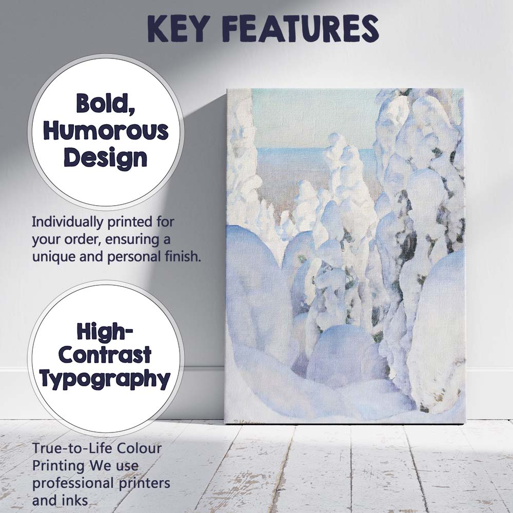 Soft Blue Snow Covered Trees Nordic Winter Landscape Canvas Wall Art Print Decor Picture Ready to Hang