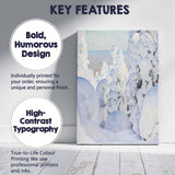 Soft Blue Snow Covered Trees Nordic Winter Landscape Canvas Wall Art Print Decor Picture Ready to Hang
