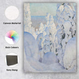 Soft Blue Snow Covered Trees Nordic Winter Landscape Canvas Wall Art Print Decor Picture Ready to Hang