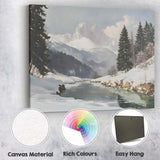 Snowy Mountain Lake Alpine Winter Landscape Canvas Wall Art Print Decor Picture Ready to Hang