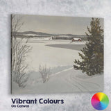 Minimalist Snow Covered Frozen Lake Country Farm Winter Landscape Canvas Wall Art Print Decor Picture Ready to Hang