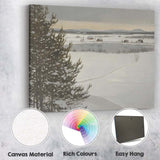 Scandinavian Snowy Countryside Frozen Lake Rural Winter Landscape Canvas Wall Art Print Decor Picture Ready to Hang