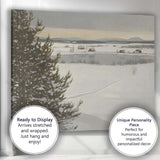 Scandinavian Snowy Countryside Frozen Lake Rural Winter Landscape Canvas Wall Art Print Decor Picture Ready to Hang