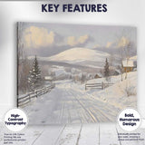 Cosy Snow Covered Country Road Winter Village Landscape Canvas Wall Art Print Decor Picture Ready to Hang