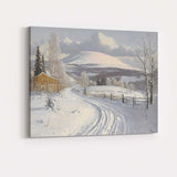 Rustic Snow Covered Farmhouse Winter Country Road Landscape Canvas Wall Art Print Decor Picture Ready to Hang