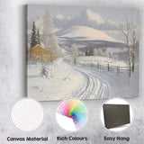 Curving Snow Covered Lane Frosty Countryside Winter View Canvas Wall Art Print Decor Picture Ready to Hang
