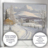 Rustic Snow Covered Farmhouse Winter Country Road Landscape Canvas Wall Art Print Decor Picture Ready to Hang