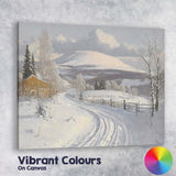 Rustic Snow Covered Farmhouse Winter Country Road Landscape Canvas Wall Art Print Decor Picture Ready to Hang