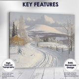 Curving Snow Covered Lane Frosty Countryside Winter View Canvas Wall Art Print Decor Picture Ready to Hang