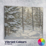 Snow Covered Pine Woodland Forest Winter Nature Scene Canvas Wall Art Print Decor Picture Ready to Hang