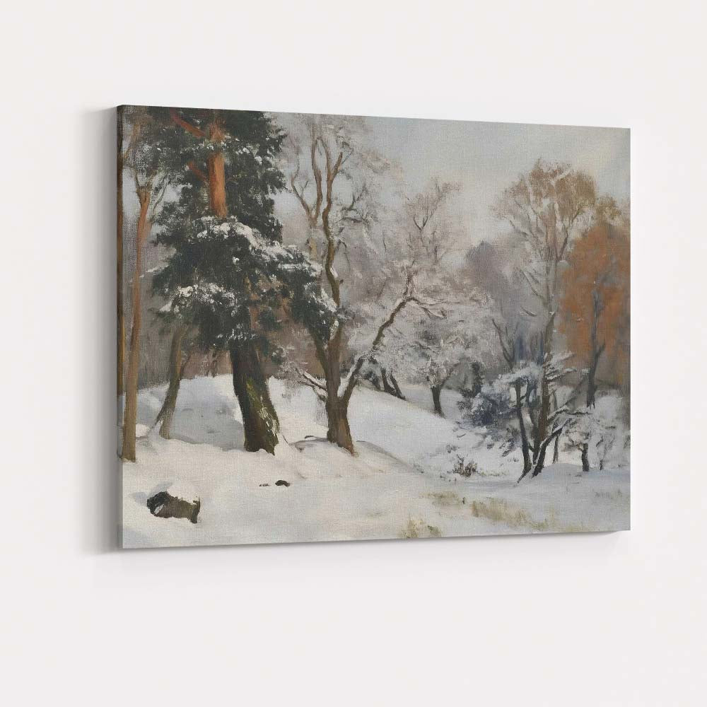 Peaceful Frosted Woodland Trees Winter Landscape Painting Canvas Wall Art Print Decor Picture Ready to Hang